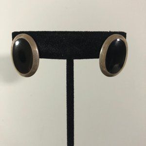 Silver and Onyx Stud Earrings